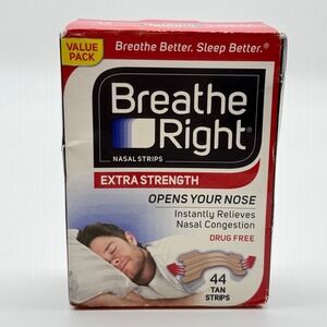 Breathe Right Extra Strength Nasal Strips Tan 44 Count Value Pack Exp 01/2028